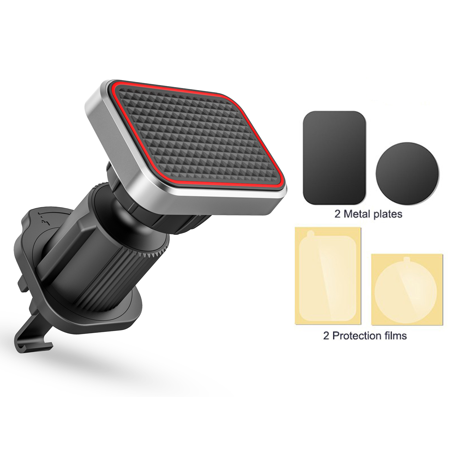Soporte magnético para teléfono de coche, ventilación 2025, actualización de 6 imanes fuertes, gancho de montaje Universal para teléfono móvil, base de ventilación giratoria 360: Rojo