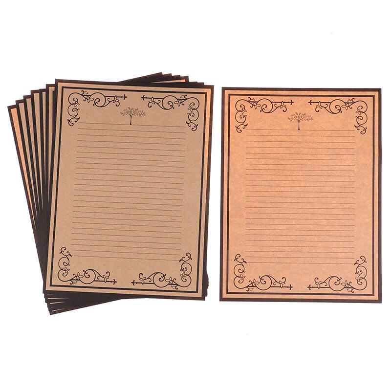 8 hojas/conjunto de papel de escritura de estilo Vintage europeo carta papelería Kraft Oficina suministros