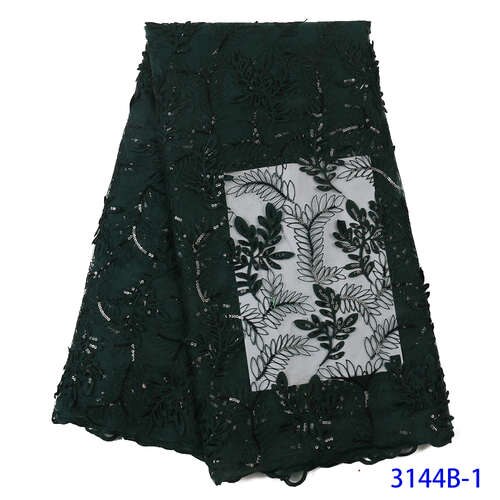 Gold French Lace Fabric Net Lace Fabric Sequin Fabric Embroidery Sequence Lace Fabric for Wedding KS3144B: Picture 1