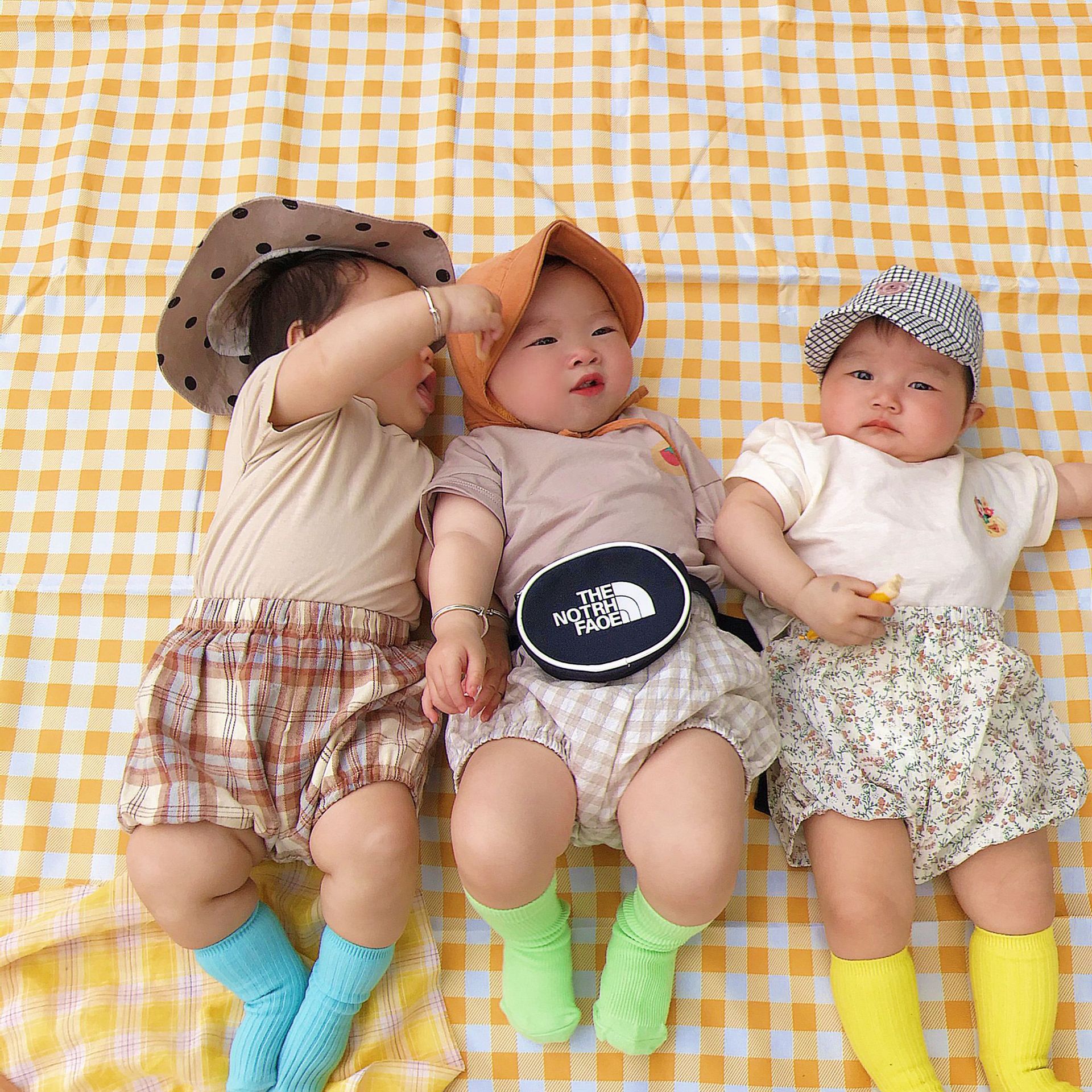 été Bébé Garçon Fille Solide Coton Manches Courtes Hauts + Enfant Garçon Imprimé Floral Motif Lâche PP Pantalon 2 pièces Ensemble