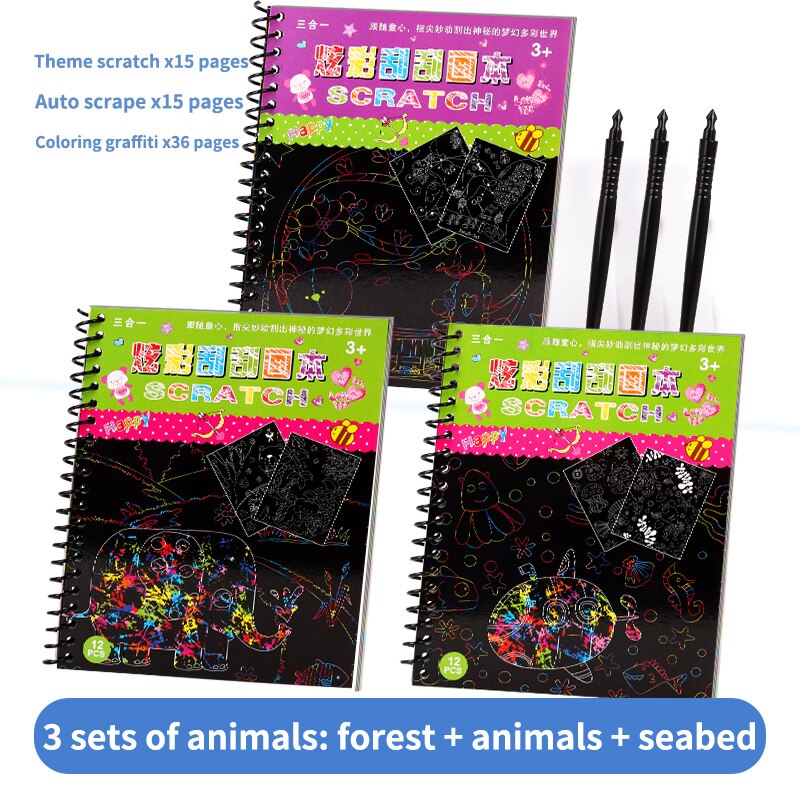 Una varietà di stili Magic Rainbow Art Paper Card set up graffiti template disegno stick fai da te arte pittura giocattoli palestra per bambini: Animals or every