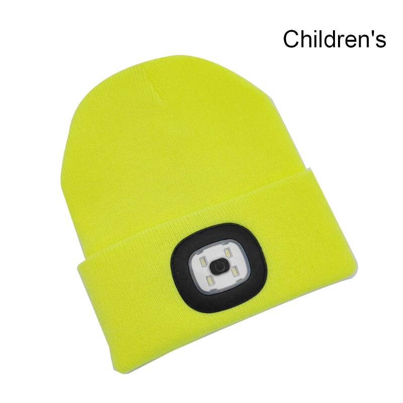 Gorro con luz LED recargable por USB para niños, gorro con 4 luces LED para iluminación nocturna, de alto brillo, ropa Ultra suave