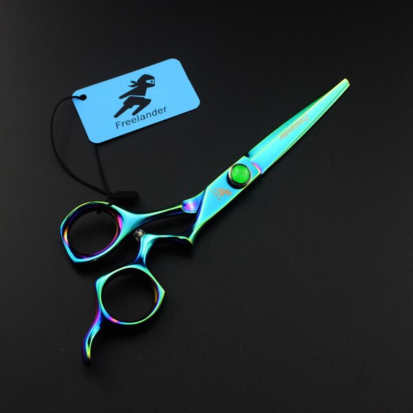 6" hair dressing scissors Green curved handle hairdressing barber thinning scissors hairdresser japanese hair cutting shears: cutting only