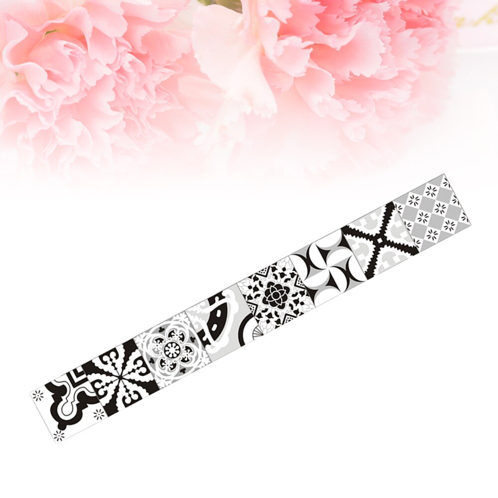 1 Pc Wallpaper Border Sticker Waterproof Black and White Self Adhesive PVC Waist Line Wall Sticker Floral Sticker (500X20CM)