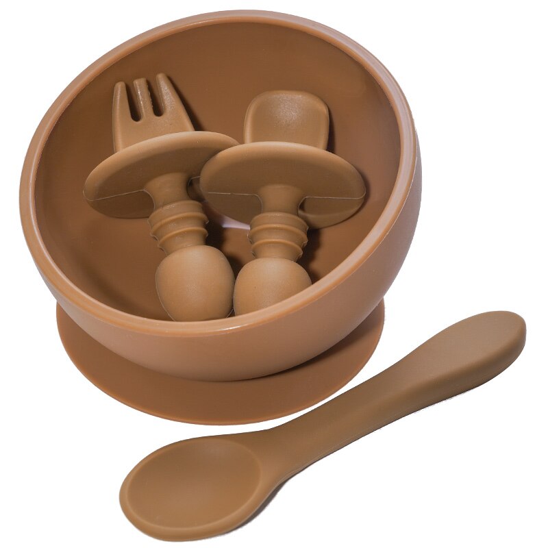 Matériau en Silicone sans BPA bol d'alimentation pour bébé avec ventouse bol alimentaire antidérapant vaisselle d'apprentissage ensemble de vaisselle pour enfants.: Clay