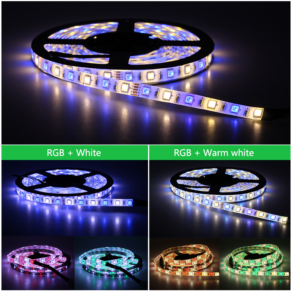 5M 5050 LED Strip DC12V RGB/RGBW/RGBWW Flexibele Licht Tape 300 LEDs RGB Kleur LED Strip set + Afstandsbediening + Power Adapter