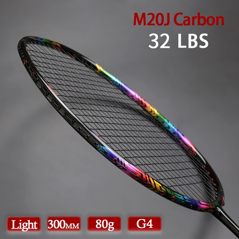 Max Tension 32LBS G4 Strung Badminton Rackets Full Carbon Fiber Training Racquet Ultralight 4U 80g Bag Speed Sports