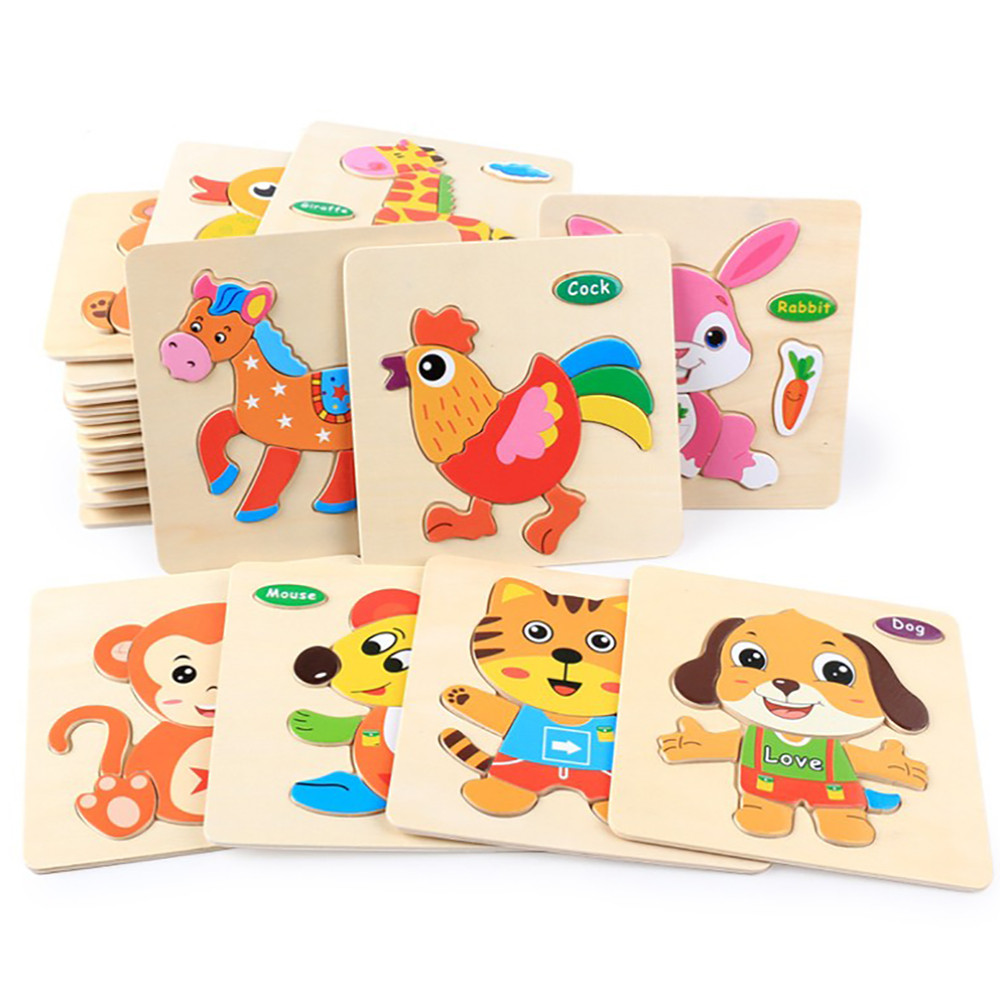 1Pcs Wooden Puzzle Three-Dimensional Colorful Wooden Puzzle Educational Toys Developmental Baby Toy Child Early Training Game ye