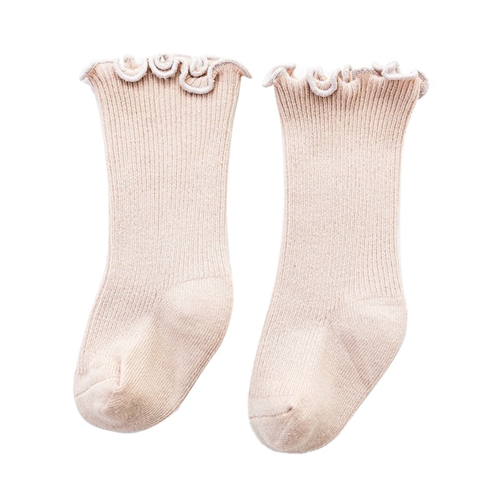 Kleinkind Baby Mädchen Baumwolle Socken, Warme Nahtlose Einfarbig betroffen Rüschen Besatzung Socken für Jungen Mädchen 0-5Jahre: Gold / 1-3Y