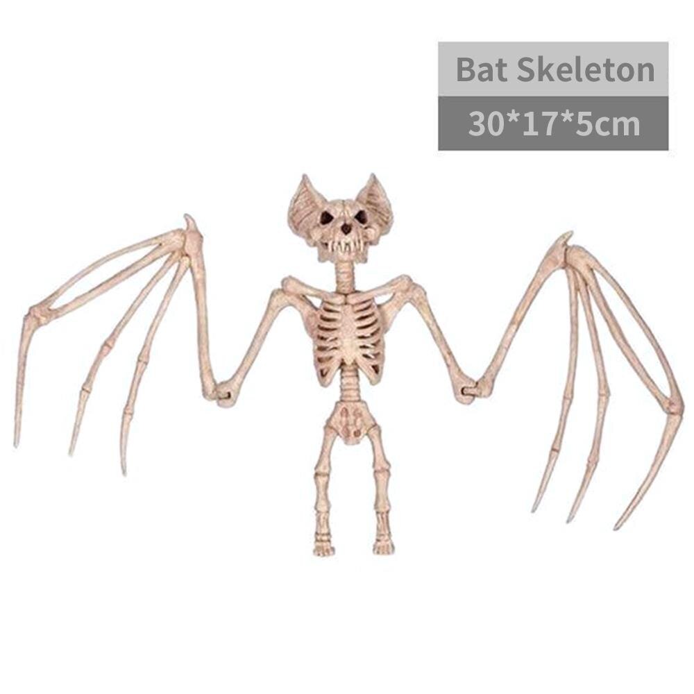 Esqueleto de escorpión movible para Halloween, esqueleto de Animal movible, mesa para ratón de murciélago de plástico, decoración de , juguetes de araña: Bat Skeleton A