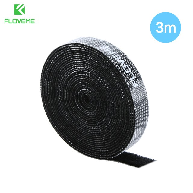 FLOVEME organizer do kabli drutu Winder uchwyt słuchawki mysz przewód klip Protector USB kabel zarządzania dla iPhone kabel Micro USB typu C: Black 3m