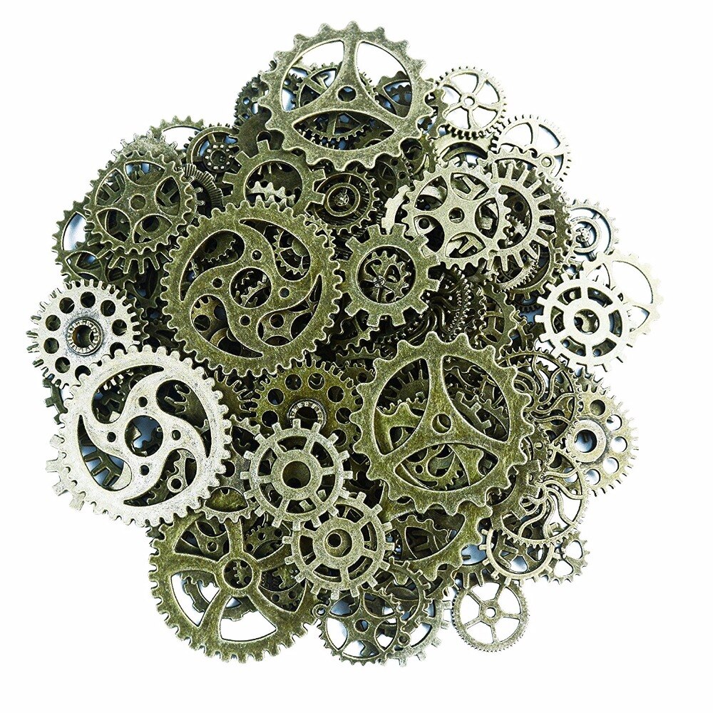 About 120g/lot DIY Jewelry Making Vintage Metal Mixed Gears Steampunk Gear Pendant Charms Bronze Bracelet Accessories