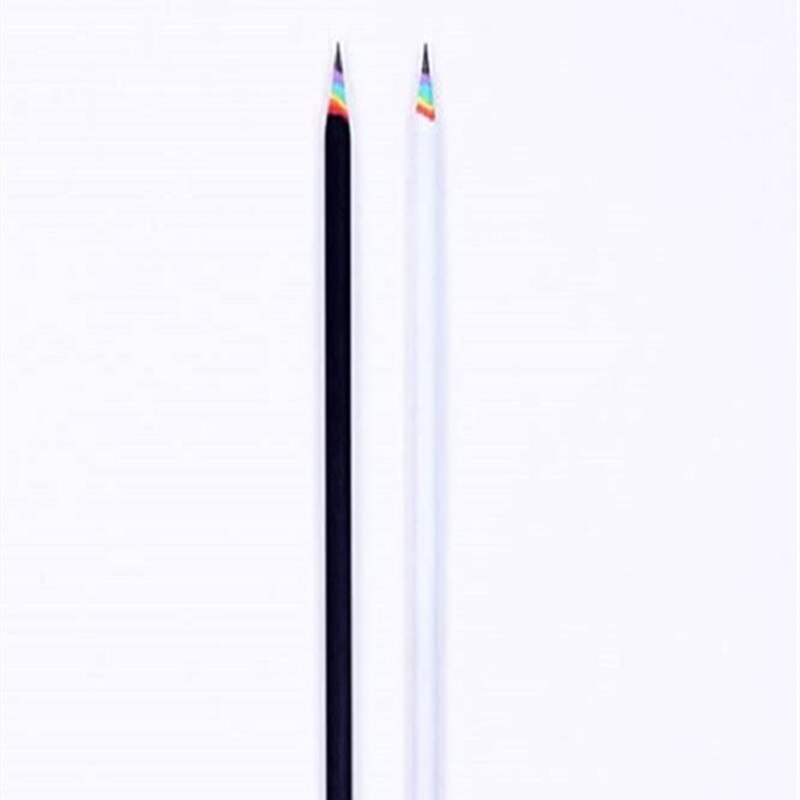 2/6/10Pcs Rainbow Kleur Hb Potlood Set Studenten Creatieve Potlood Briefpapier Items Tekening Schrijven Office School studenten Levert: Black 2PCS