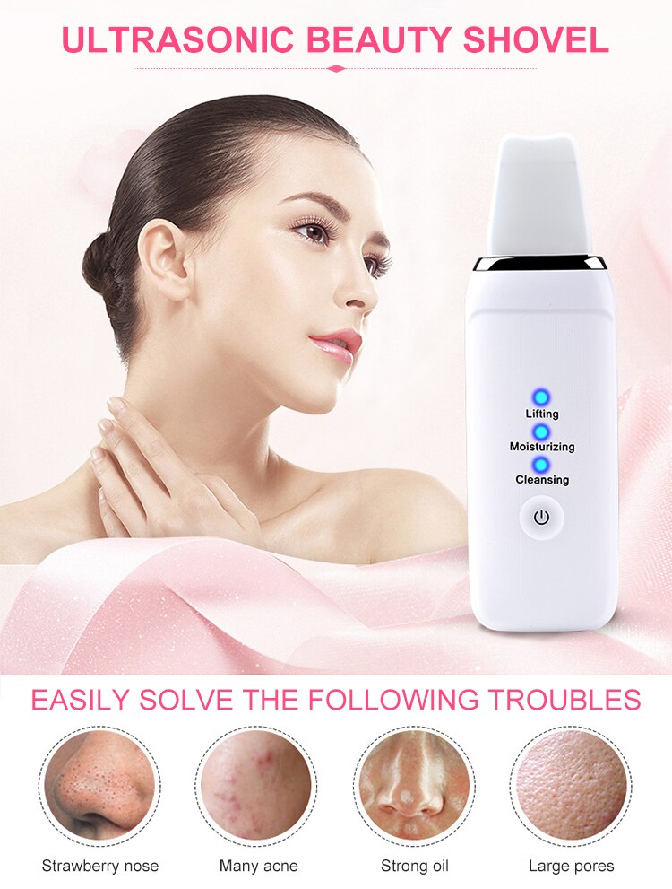 Ultrasonic Face Scrubber Skin Scrubber Deep Face Cleaning Machine Blackhead Remover Face Cleansing Brush Usb Facial Lifting