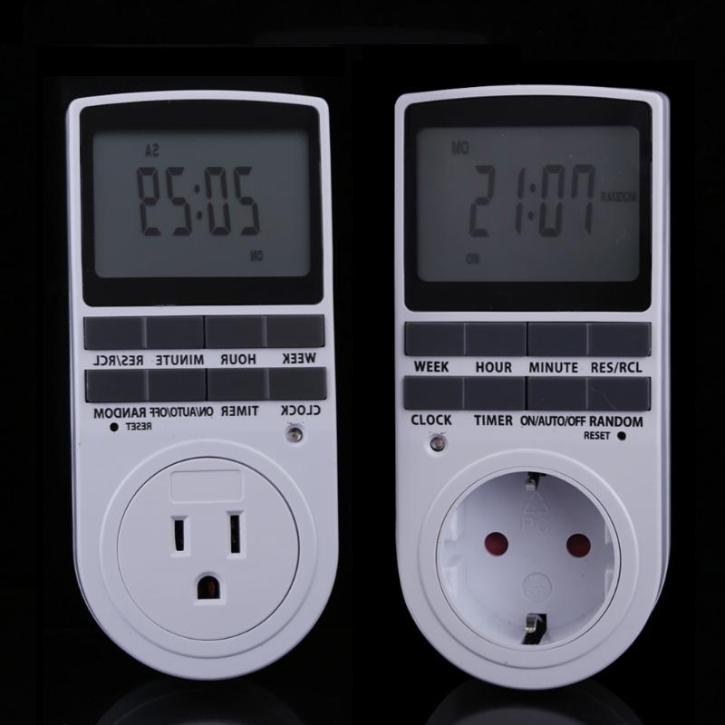 Electronic Digital Timer Switch 24h 7day Week Plug in Kitchen Timer Outlet LCD Display Programmable Timing Socket US EU Plug