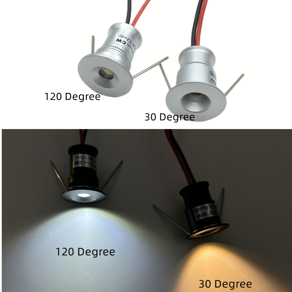Mini Spot LED 12V Downlights regulable 1W juego de lámpara de techo control remoto 15mm empotrado negro plata blanco gabinete focos