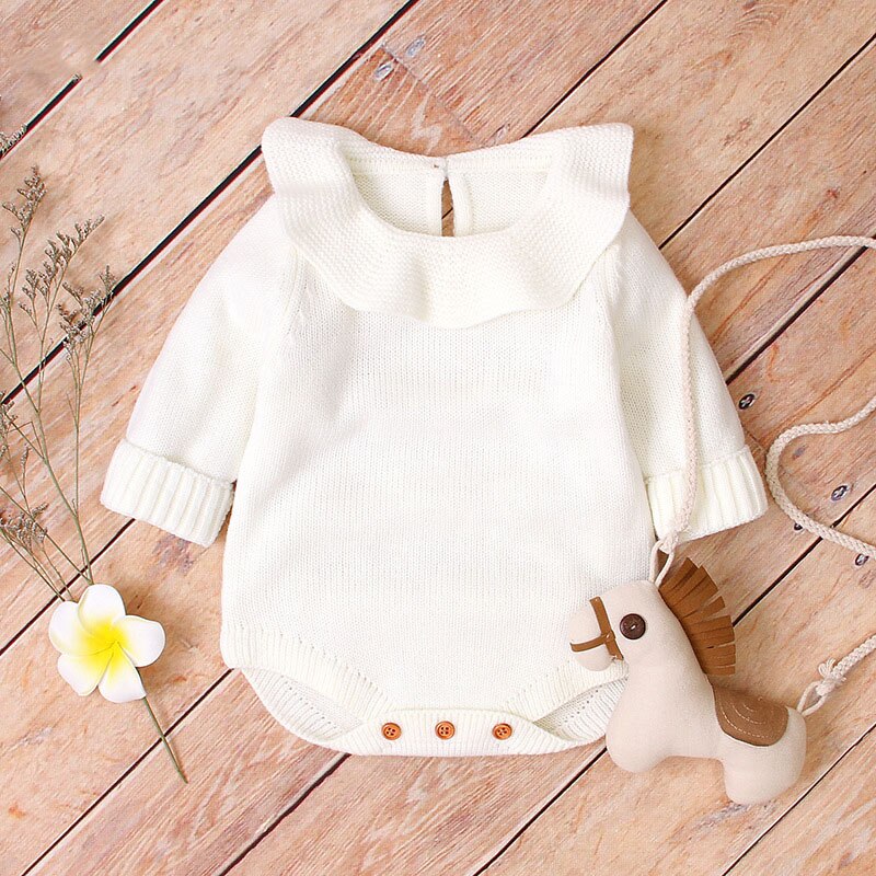 0-18M Newbron Kid Baby Trui Voor Meisje Herfst Winter Warm Gebreide Bodysuit Casual Plain Truien Leuke Ruches outfit: A / 3M