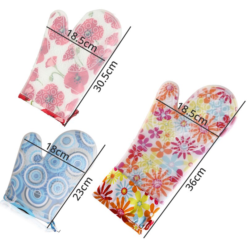 Oven Mitts 1 Pair - Silicone and Cotton Double -layer Heat Resistant Gloves / Silicone BBQ Gloves - Perfect for Baking Grilling