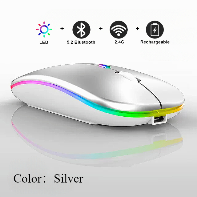 Wireless Mouse For Laptop PC Bluetooth Rechargeable Mouses Wireless Computer Silent Mice LED Backlit Ergonomic Gaming Mouse: PURPLE