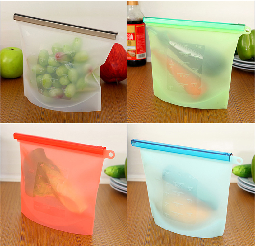 Eco Friendly Packaging Bags Reusable Silicone Foodfor Business Plastic Storage Airtight Leak-Proof Snack
