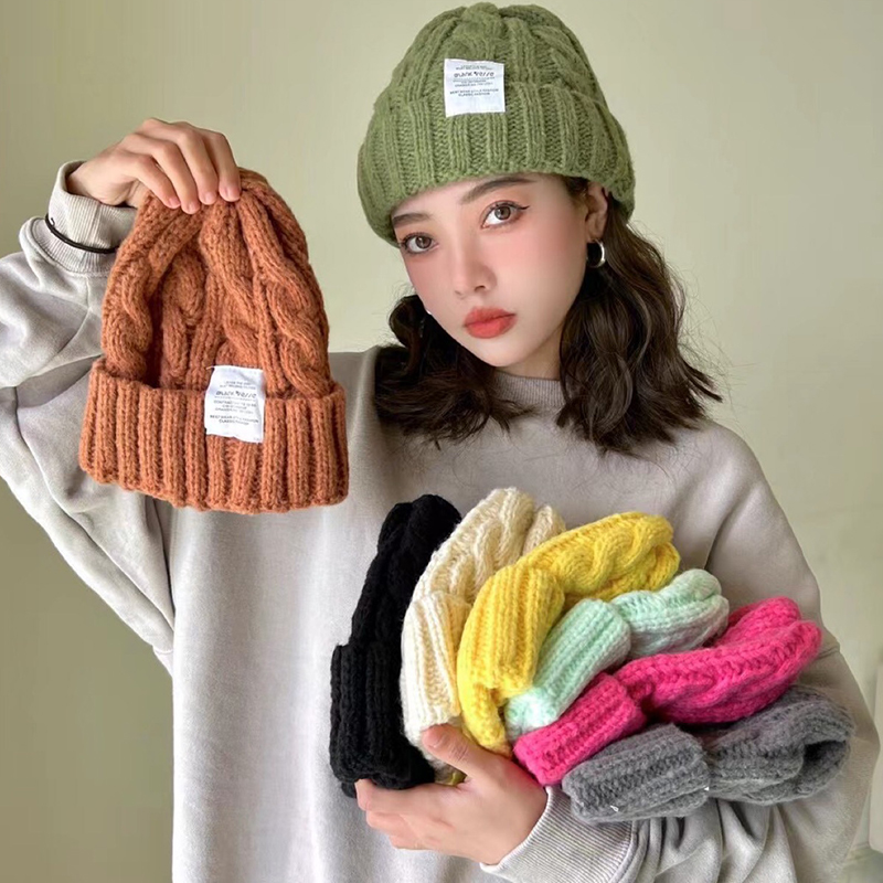 Warm Cashmere Knitted Beanies for Women Winter Hat Soft Cap Brand Ladies Wool Beanie Slouchy Gorras Cotton Hats