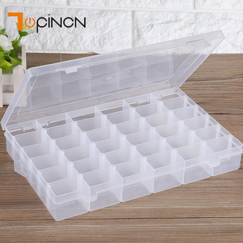Essential 36 Grids Compartment Storage Box Practical Adjustable Plastic Case for Bead Rings Jewelry Display Organizer