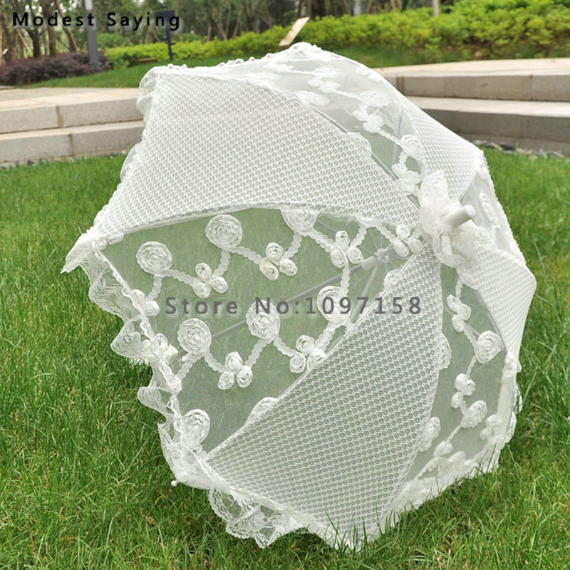 Neue Elfenbein Spitze Abdeckung Brautduschen Stickerei Sonnenschirm Sonnenschirme Hochzeit Zubehör Dekorationen ombrelle mariage