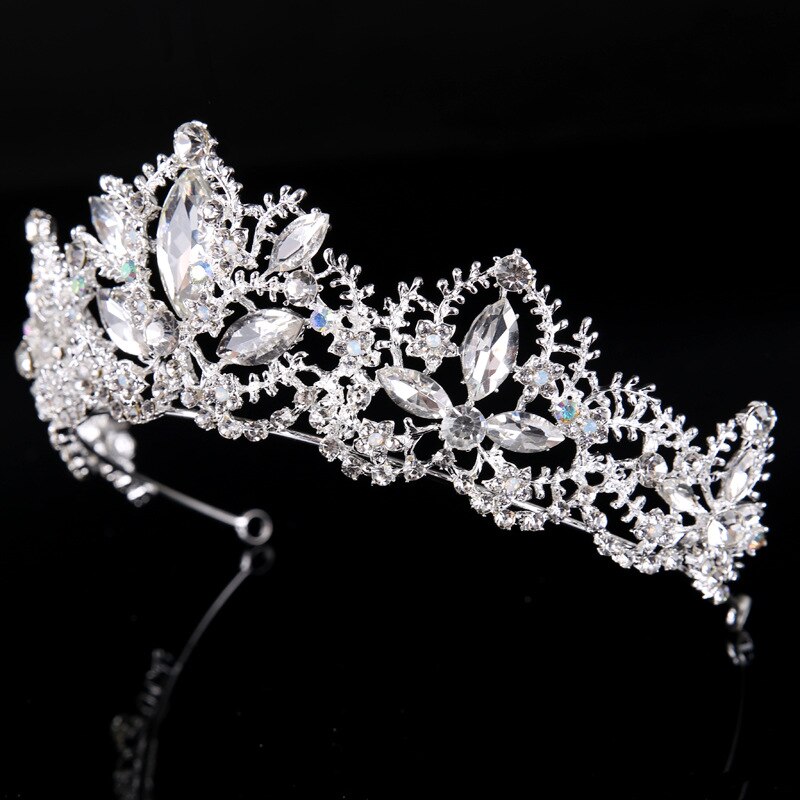 Baroque luxe argent plaqué cristal AB couronne de mariée diadèmes strass diadème diadème pour mariée bandeaux accessoires de cheveux de mariage