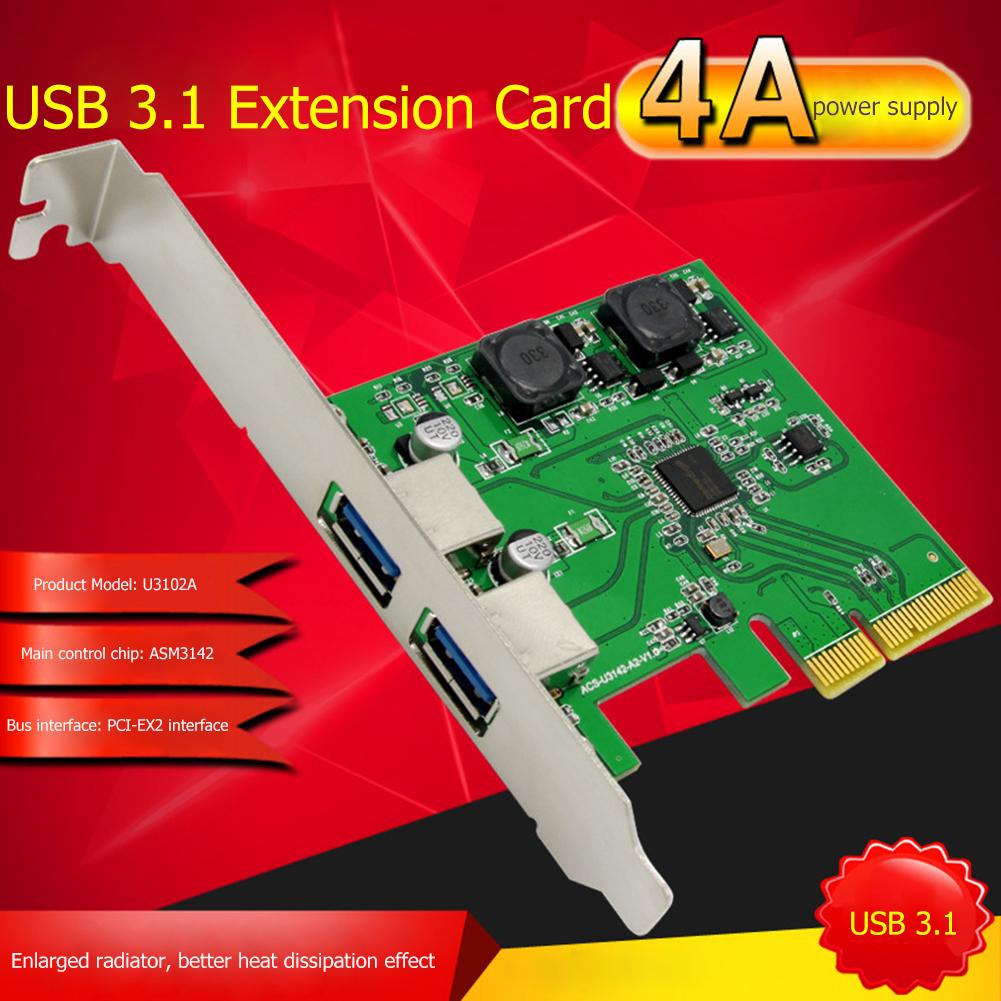 U3102A PCI-EX2 Om USB3.1 Uitbreiding Adapter Card High Speed ASM3142 Chip Voor Pc Desktop Computer