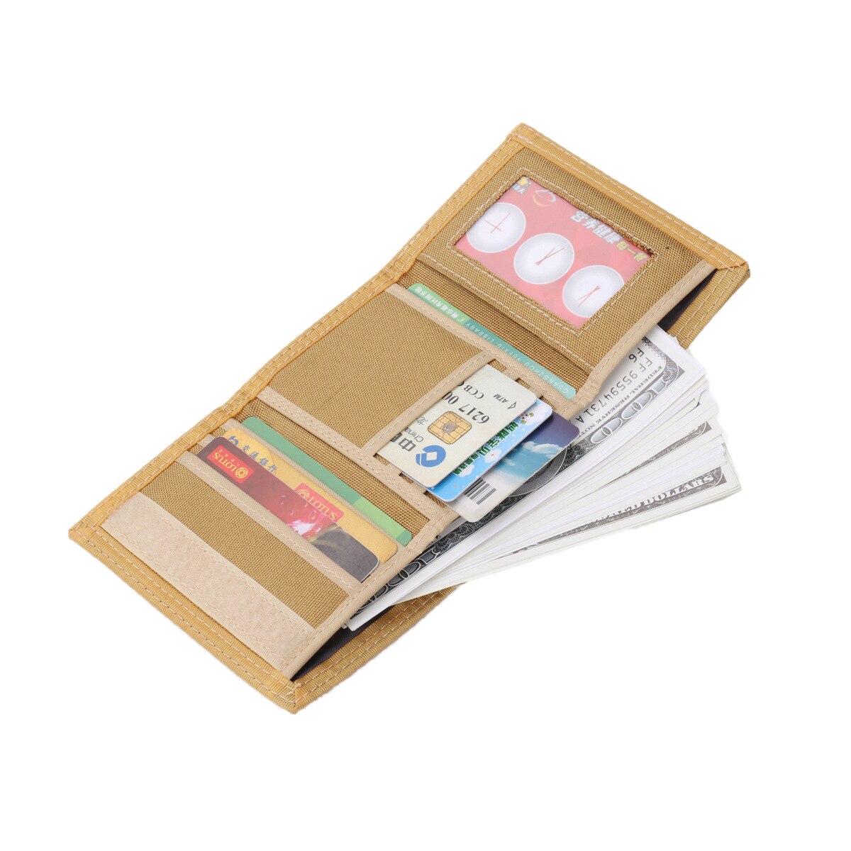 Mænd 3- fold møntpung ensfarvet lærred tegnebøger med velcro kortholder pakke