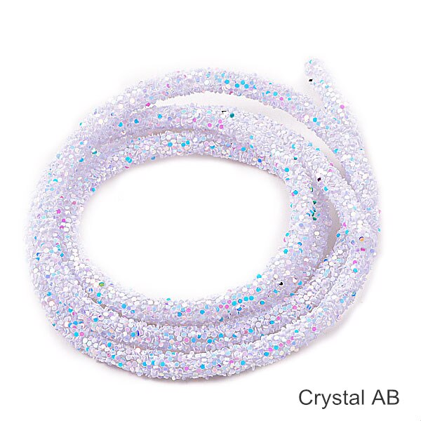1 Iarda 6 millimetri di trasporto Della Resina di Scintillio di Strass Corda Mulit Colori Del Cavo Del Tubo Corda Strass Guarnizioni per Le Decorazioni di Nozze F0144: cristallo AB