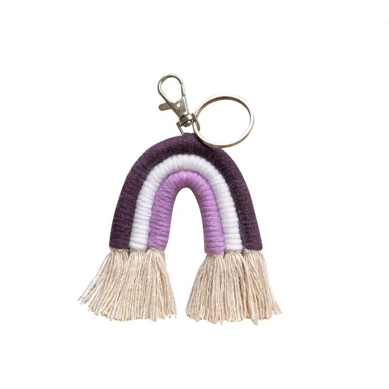 Weben Regenbogen Schlüsselanhänger Boho schlüssel Halfter Schlüsselring Macrame Tasche Charme Auto Hängen 19QB: 8