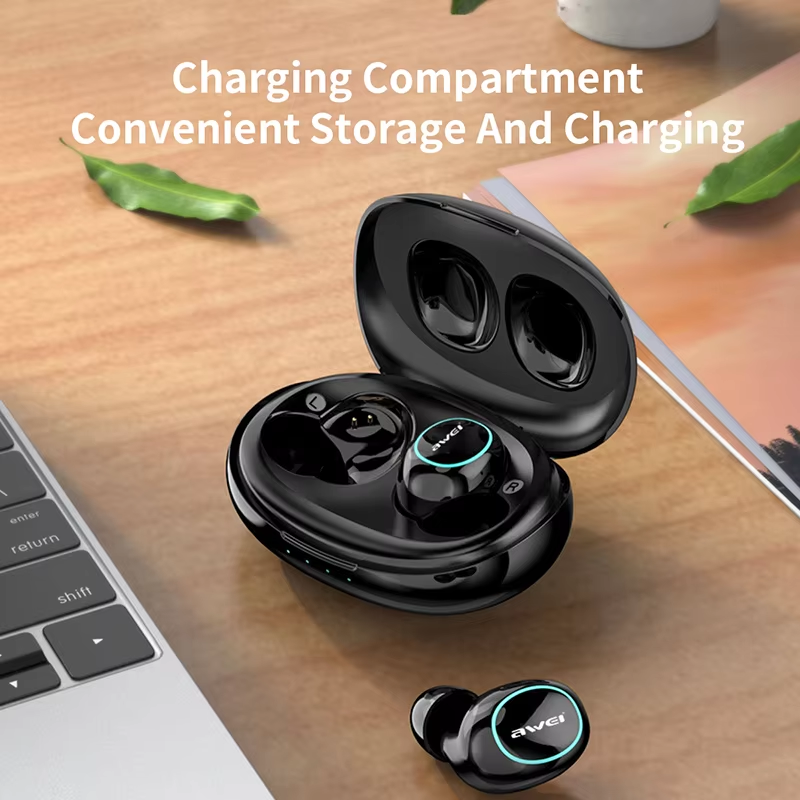 AWei-auriculares T60 con Bluetooth 5,1, cascos inalámbricos TWS, intrauditivos, miniauriculares deportivos con pantalla de luz LED y micrófono