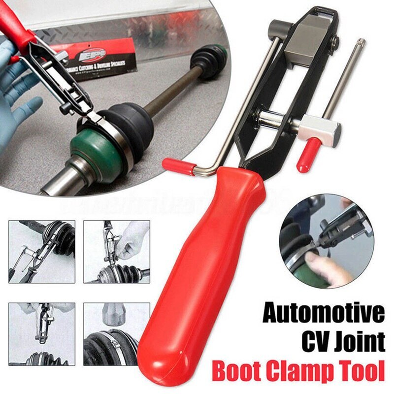 CV Joint Clamp Banding Install Tool Ear Type Boot Clamp Pliers Metal Hand Tool Red+Black CV Boot Clamp Pliers