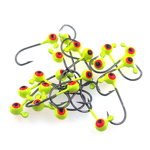 INFOF – hameçon de jighead de pêche, hameçon de ver, 2 yeux, 1 couleur, 1g, 20 pièces: Yellow