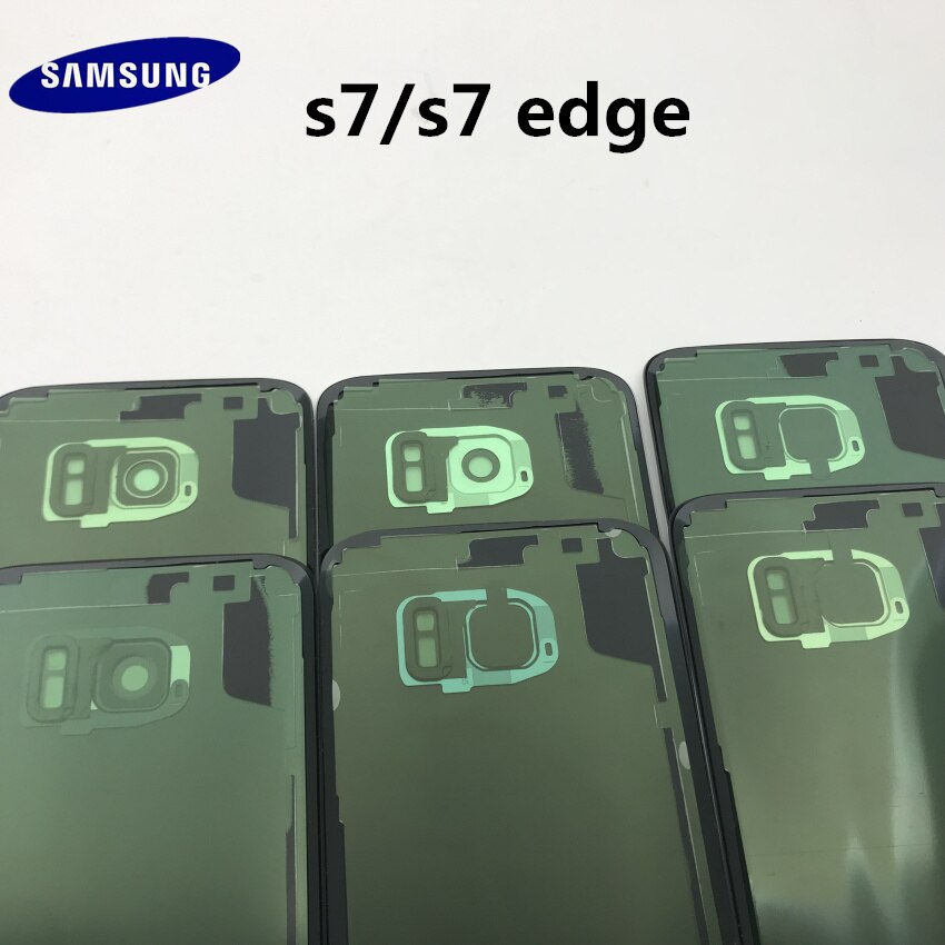 Samsung Galaxy S7 G930 S7 edge G935 cubierta trasera de la batería carcasa de la puerta + oído de la Cámara de cristal lente MARCO DE REPUESTO piezas de reparación