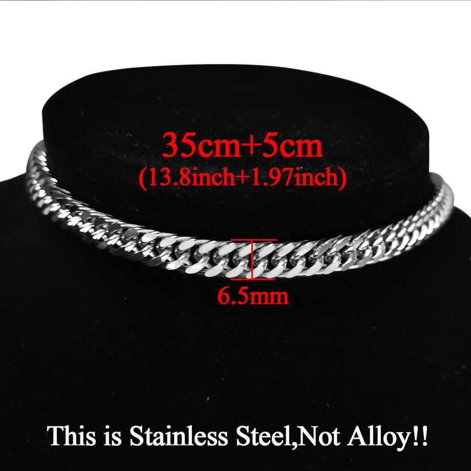 Punk Stainless Steel Choker Necklace For Women Silver Color Short Big Thick Neck Chain Chokers Necklaces Jewelry Neckless: XL492STS35