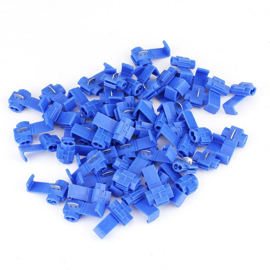 Battery Terminals 50pcs Blue Lock Quick Wire Splice Clips Terminal Connectors 0.72-2.5mm2 auto connectors terminals
