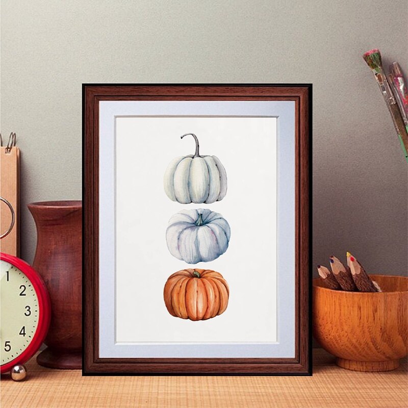Pompoen Print Fall Oogst Art Poster Halloween Wall Art Foto Thanksgiving Decoratie Retro Poster Kraftpapier: 21x30cm No Frame