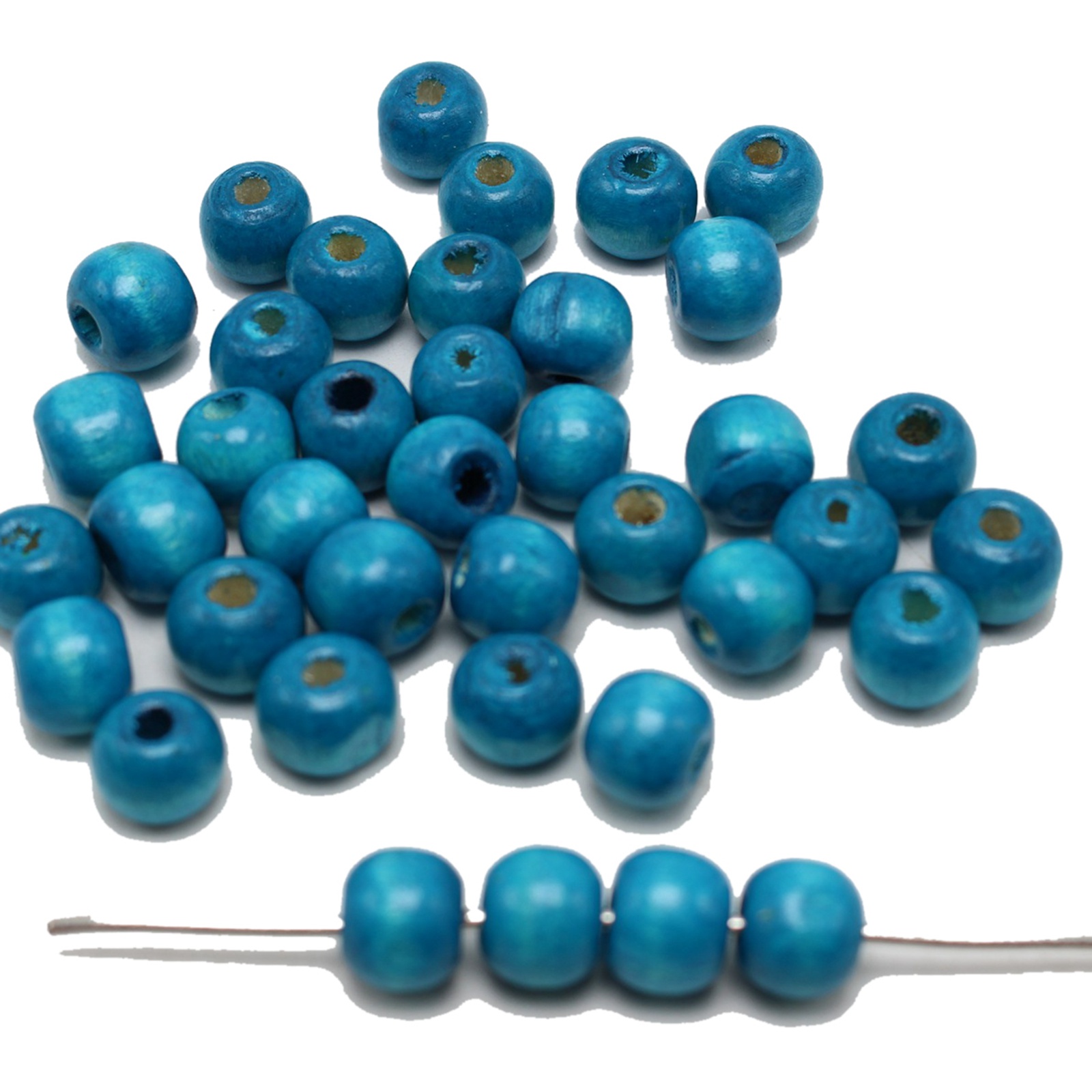 200 schwarz 10mm Runde Holzperlen ~ Holzperlen: Blau
