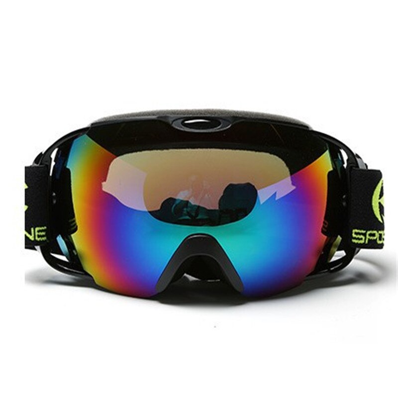 Anti-condens skibrillen dubbele lens heren dames snowboardbrillen skibrillen gafas esqui brillen winter sneeuw skibrillen: Zwart frame