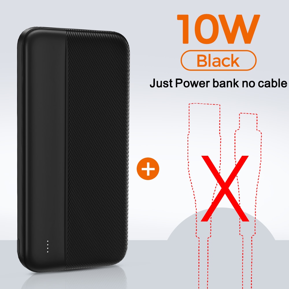 YKZ 10000mAh Power Bank For iPhone 12 pro max Powerbank External Battery Pack Portable Charger Power Bank for Xiaomi Mi 9: 10w black