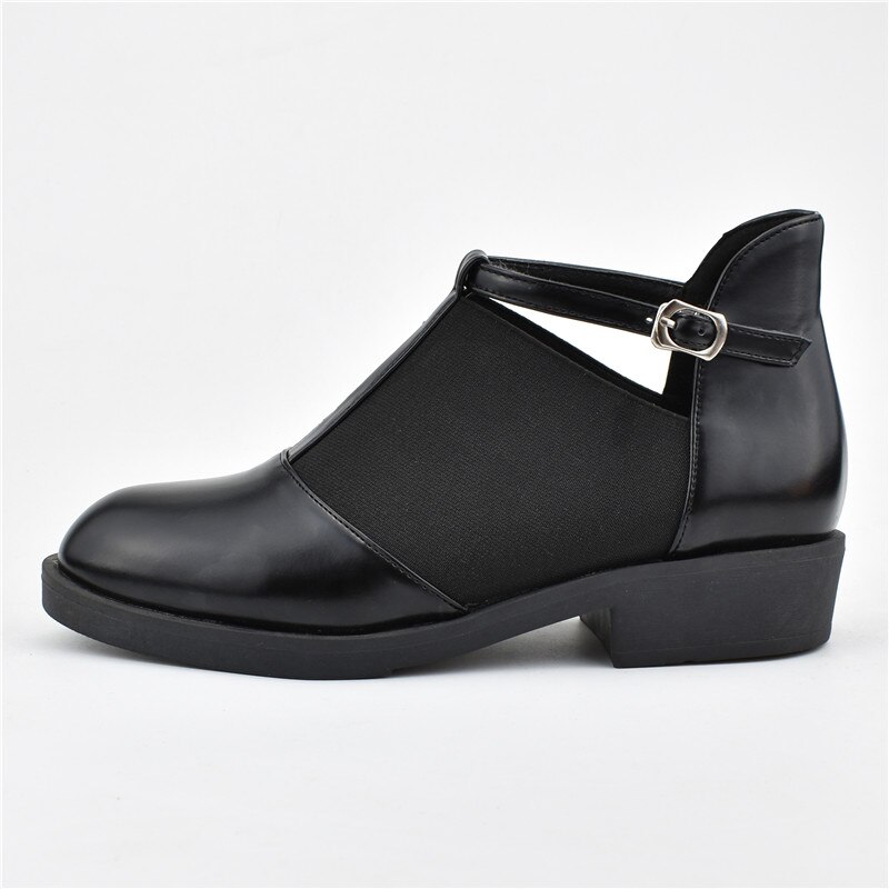 Odetina Mode Dames Casual Platte Schoenen Met Gesp Vrouwen T-strap Enkelbandje Flats Ronde Neus Lente Herfst Schoenen big Size 43