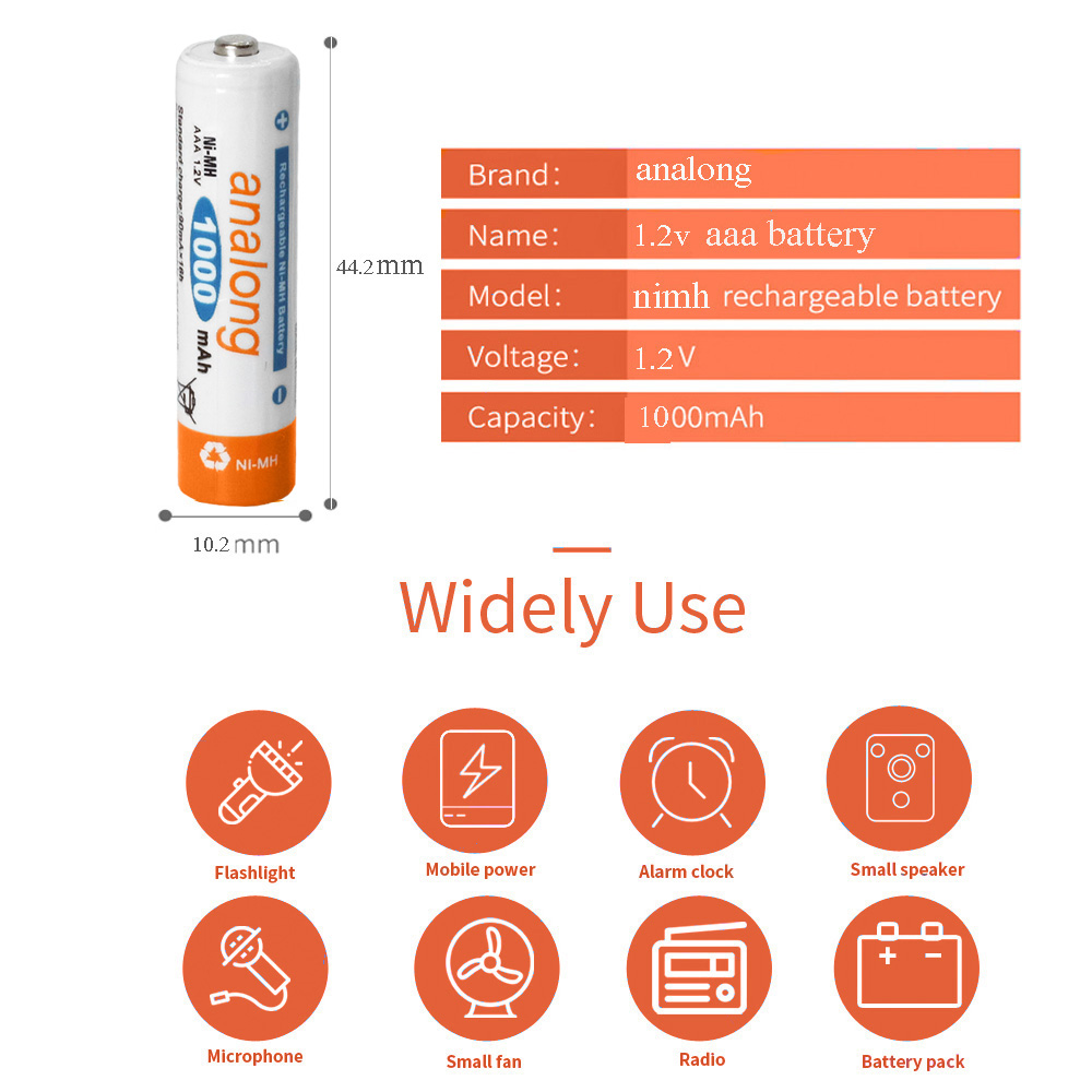 4 Stuks Originele Analong Aaa Oplaadbare Batterij 1.2 V Nim Batteris Batteria Aaa 3a Oplaadbare Batterij Voor Zaklamp Speelgoed