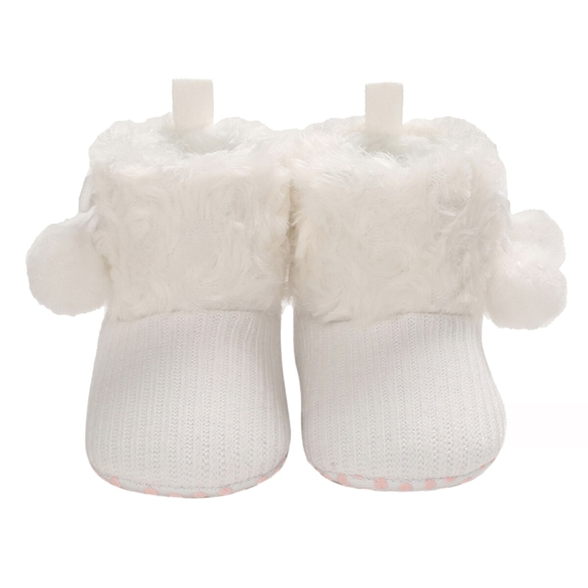 0-18M Kleinkind freundlicher Baby Mädchen Jungen Schnee Stiefel Winter Weiche Faux Pelz Rippe betroffen Warme Booties Anti-Unterhose Kleinkind Prewalkers: Weiß / 7-12 Monate