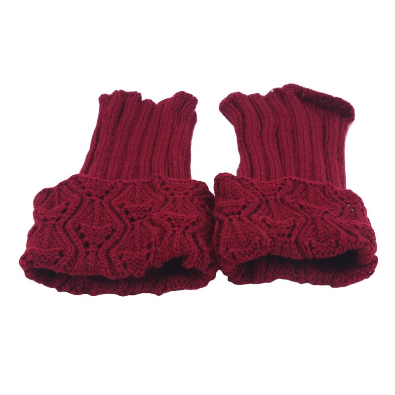 Dames gehaakte laarsmanchetten gebreide korte beenwarmers uitgeholde toppers laarzen enkelwarmers winter beenwarmers: Wijnrood