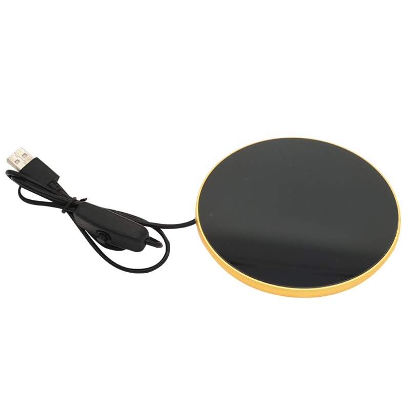 55℃ Thermostatic Mug Warmer With Indicator Light And Switch USB Smart Cup Heater Tea Makers Heating Coaster: gold