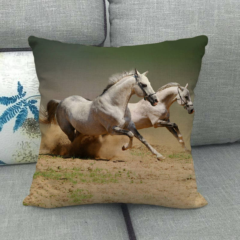 45cm * 45cm running horse linnen/katoen sierkussen covers couch kussenhoes home decor kussen