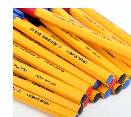 Germany Schneider TOPS 505F ball-point Pen Hexagonal Smooth Atom Pen Yellow Pole Classicsimple Generous Ink Stainless Steel Pen