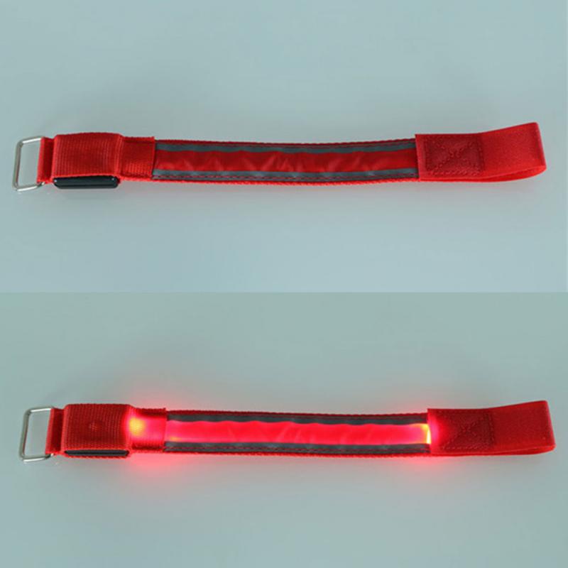 SLILE Arm Warmer Belt Bike LED Luminous Armband LED Safety Sports Reflective Belt Strap Snap Wrap Light up Arm Band Armband: red